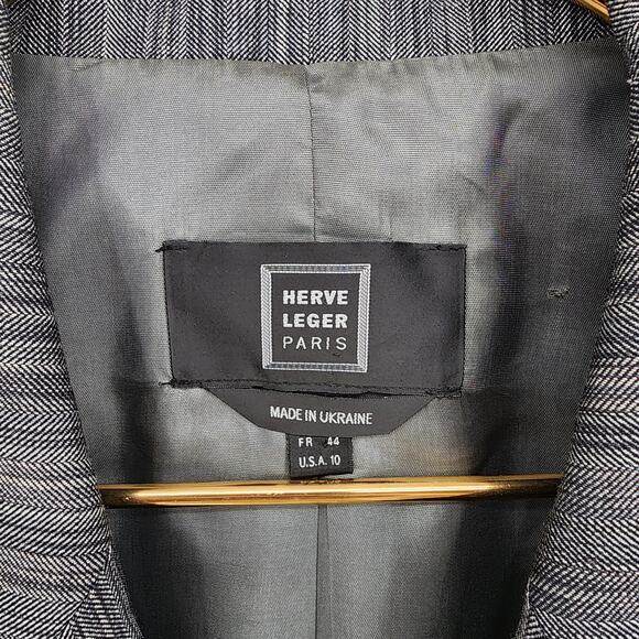 Herve Leger Paris Wool Jacket Blazer Pant SET Workwear Gray Size 8/10 - Picture 2 of 13